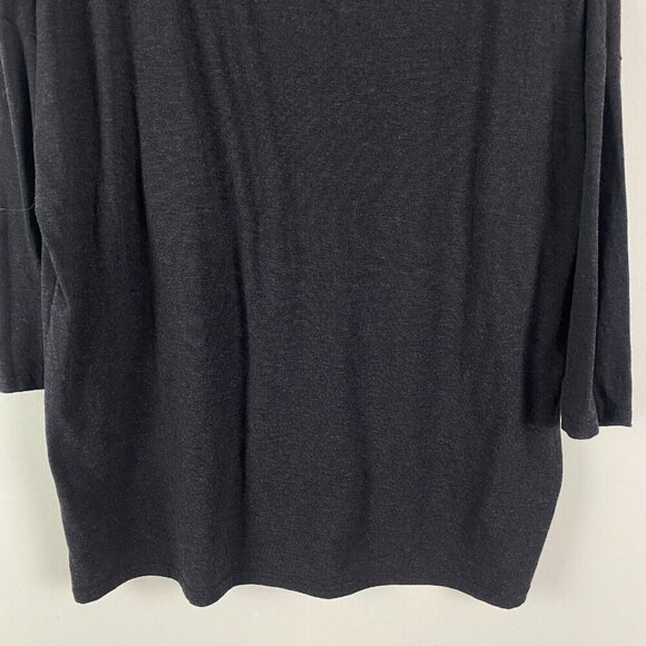 Cut Loose 3/4 Sleeve Pleated Back Knit Top Size Large Dark Gray - Picture 3 of 10
